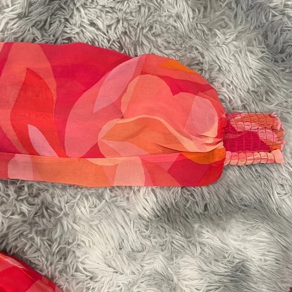 Sky to Moon- Women’s Pink & Orange Floral Ruffle Dress size Med - Picture 3 of 8